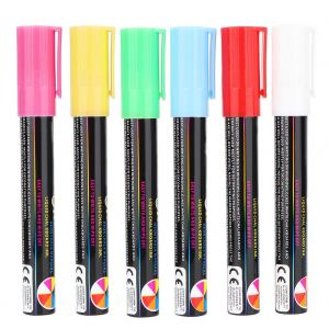Lot de 6 marqueurs a craie liquide fluorescents pour vitres, tableaux noirs et tableaux noirs - Neuf