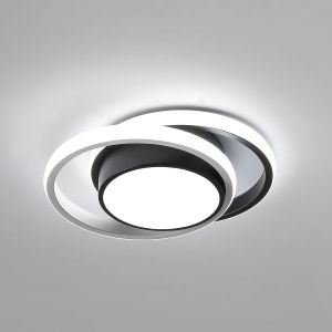 TIANYI-Plafonnier LED, Rond Lampe de Plafond 32W, Moderne Luminaire Plafonnier pour Couloir Coucher Salle de Bains Cuisine Salon, Blanc Froid 6500K, Longueur 28cm, Noir+Blanc - Neuf