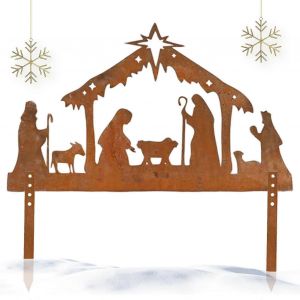 Scène De La Nativité En Métal De La Nativité De Figurines De Jeu Avec L'enfant Jésus, Manteau, Imperméable À L'eau Design, Décoratif Brun Chiffres Pour Des Vacances De Décor - Neuf