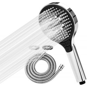 T&ecirc;te de Douche et Tuyau 2 m, Pommeau de Douche &agrave; Main Haute Pression, 5 Modes de Pulv&eacute;risation, Design Turbocompress&eacute; Universel pour Basse Pression d'Eau - Neuf