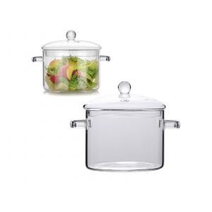 Casserole En Verre De 1900 Ml Avec Couvercle Et Double Poign&eacute;e - Neuf