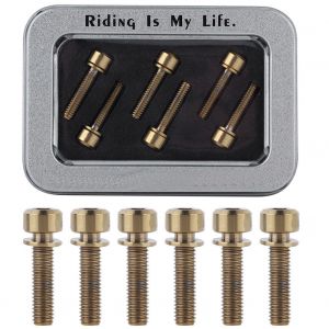 Lot De 6 Vis Et Boulons Risk M5 X 20 Mm En Alliage De Titane Avec Joint Pour Potence De Velo De Montagne (Dore) - Neuf