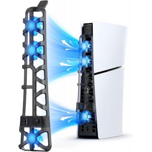 Eryi-Ps5 Slim Silent Enhanced Cooling Fan With Adjustable Speed, Auto Power On/Off, With Usb 3.0 Port, Efficient Cooling System For Both Ps5 Slim Disc And Digital Editions - Neuf