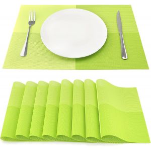 Lot De 8 Sets De Table En Vinyle Vert, 45 Cm X 30 Cm, Résistants À L'usure Et À La Chaleur, Tissés Pour La Cuisine - Neuf