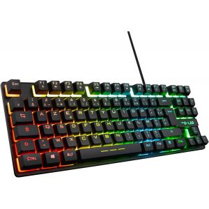 Mdy-Keyz Caesium Tkl Clavier Gamer Tkl 87 Touches Filaire Usb Azerty Français, Rétro-Éclairage Led Multicolore - Clavier Gaming Compact Sans Pavé Numérique Pour Pc/Ps4/Ps5/Xbox (Noir) - Neuf