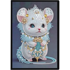 Kalanka-Diamond Painting Carnet De Croquis A5 Souris Blanc Peinture Diamant Carnet De Notes A5 Broderie Diamant Journal Intime Livre Bricolage Cadeaux D'art Papeterie Carnet Croquis Enfant 50 Feuille - Neuf