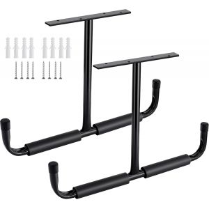 Crochet de rangement de plafond de garage en acier (lot de 2, noir), support de rangement robuste pour suspendre du bois, des vélos, des outils, du bois de construction, système de rangement robuste - Neuf