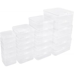 Lbgwp60-Lot De 24 Mini Boîtes De Rangement Pour Perles En Plastique Transparent Avec Couvercles, Boîte De Rangement En Plastique Pour Petits Objets Perles Pilules Bijoux Artisanat - Neuf