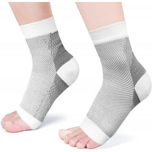 De Sport De Soutien De La Cheville Brace, Respirant Attelle De Cheville Pour Les Hommes Et Les Femmes, Idéal Pour L'entorse, Arthrite, Tendinite, Fasciite Plantaire, Et De La Douleur (Le Blanc Et Le Gris, 2xl Eu42-45) - Neuf