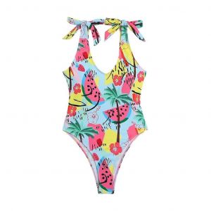 Femmes Maillot De Bain Une Pièce Col V Plage Imprimé Bas Dos Maillots De Bain Maillot De Bain - Neuf