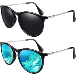 Lunettes De Soleil Femme Homme Polarisées Protection Uv400 Rétro Style Lunettes De Soleil Ronde - Neuf