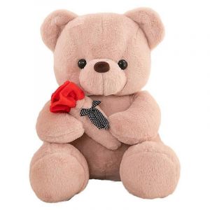 Poupée ours en peluche mignonne en forme de fleur rose pour enfants, cadeau de Saint-Valentin, ornements décoratifs, jouet en peluche, poupée de chiffon-rose - Neuf