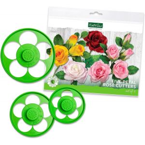 Kal-Nicholas Lodge Flower Pro Lot De 3 Emporte-Pièces En Forme De Rose À Cinq Pétales Pour Décoration De Gâteaux, Cupcakes, Sucreries Et Bonbons, Qualité Alimentaire, Fabriqué Au Royaume-Uni - Neuf