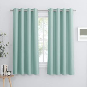 TIANYI-Rideaux Thermiques - Décoration Chambre Rideau Occultant Draperies à Oeillets Lumineux Bloquer pour Cuisine & Maison, 132 cm Largeur sur 158 cm Hauteur, Vert Clair, 2 PCs - Neuf