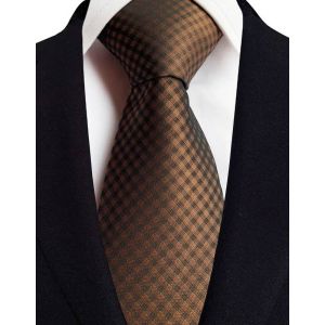 Cravate De Luxe Pour Hommes,8cm,Couleur Marron Orange,Rayures À Pois,Pour Marié,Tissée En Jacquard,Pour Fête D'affaires Et De Mariage--32 - Neuf