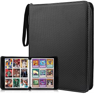 Mdy-900 Pochette Carte, 50 Pages Porte Carte À Collectionner, Album De Cartes À Collectionner Avec Fermeture Zippée, Album Classeur Pour Cartes À Collectionner, Jeux De Cartes, Trading Card (Noir) Te - Neuf