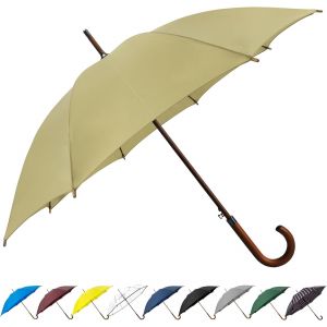 Parapluie Classique &Agrave; Poign&eacute;e En Bois Avec Ouverture Automatique Coupe-Vent Et B&acirc;ton Incassable 122 Cm - Neuf