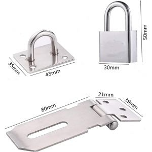 Cadenas &agrave; Moraillon en Acier Inoxydable,errures de porte Loquet &agrave; moraillon,Cadenas Moraillon,pour Porte en Bois, Jardin, Fen&ecirc;tres, Armoires, Garage. - Neuf