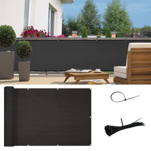 (90 x 300 cm) Brise-vue pour balcon et jardin Brise-vue en polyéthylène haute densité résistant au vent et aux UV et utilisable par tous les temps, avec ?illets, serre-câbles et cordons. - Neuf