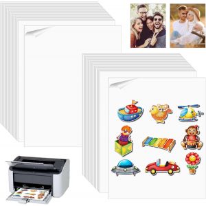50Feuilles Autocollante Imprimante, Papier Autocollant Imprimante Est Autocollant, Feuille Imprimable À Jet D'Encre Pour Imprimante À Jet D'Encre/Laser, Papier Autocollant, Autocollant Jet D'Encre(A4 - Neuf