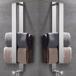 2PCS Porte Serviette Salle de Bain, Auto-Adh&eacute;Sif Porte Serviette Murale Argent Acier Inoxydable 43.5CM avec Crochet - Neuf