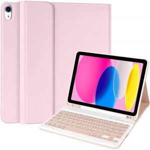 Subzonal-Store Coque Clavier Pour Ipad 10/11 &Egrave;me Generation (10.9 Pouces 2022/11 Pouces A16 2025), &Eacute;tui Fran&ccedil;ais Magn&eacute;tique Keyboard Avec Porte Crayon, Azerty Layout Pour Ipad 10/11eme, Rose&iquest;&iquest; - Neuf