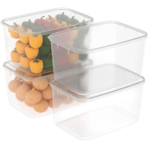 Jexnovashop-7l*4 Bo&icirc;te Conservation Alimentaire, Conteneur Alimentaire, Bo&icirc;te De Rangement, R&eacute;cipient De Cong&eacute;lateur Avec Couvercle, S&eacute;curitaire Au Micro-Ondes, Sans Bpa, Plastique, Clair, 7l-Lot De - Neuf