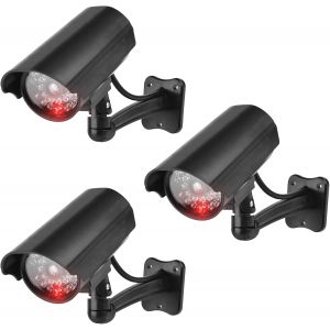 KALANKA-Lot de 3 cam&eacute;ras de surveillance factice - Fausse cam&eacute;ra de surveillance avec optique CCD r&eacute;glable et r&eacute;aliste et montage facile pour la s&eacute;curit&eacute; dans la maison, le magasin, l'ext&eacute;rieur - Neuf
