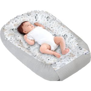 Subzonal-Reducteur De Lit Bebe - R&eacute;ducteur B&eacute;b&eacute; 100x60x15cm Cocon Et Naissance Couffin Nid D'ange 100% Coton Gaufre (Glade Avec Gaufre Grise) - Neuf