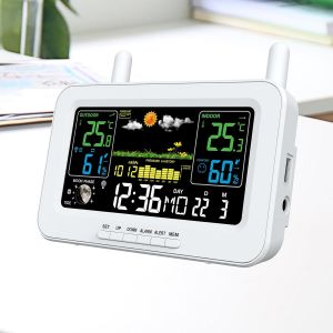 SUBZONAL-Thermom&egrave;tre Int&eacute;rieur Ext&eacute;rieur avec Horloge Atomique, Station M&eacute;t&eacute;o sans Fil avec Capteur Ext&eacute;rieur, 6 Pr&eacute;visions M&eacute;t&eacute;orologiques Et Deux M&eacute;thodes d'alimentation, pour L'ext&eacute;rieur - Neuf