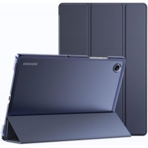 Coque Pour Samsung Galaxy Tab A8 10,5 Pouces 2021 (Sm-X200/X205/X207), Fine Translucide Arrière Trifold Folio Support Protecteur Tablette Housse Étui, Veille/Réveil Automatique (Marine).[F2406] - Neuf