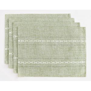 Eryi-Set De Table Lavable En Machine, Lot De 4 Set De Table 30 X 45 Cm Réutilisable Rectangulaire Lin De Coton Set De Table Résistant À La Chaleur (Vert Sauge) - Neuf