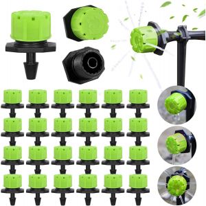 400PCS Goutteur Irrigation Réglable, 1/4'' Système D'arrosage Automatique Goutte à Goutte Micro Gicleurs Drippers pour Plante Serre DIY Jardin (Vert) - Neuf