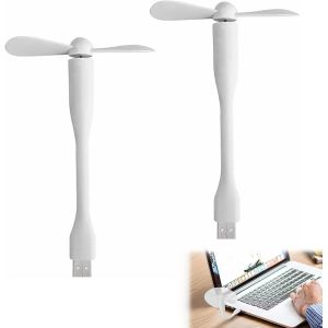 KALANKA-Mini Ventilateur,Ventilateurs USB,Ventilateur de Refroidissement Flexible,Ventilateur de Bureau Portable Silencieux,2 Pièces (Blanc) - Neuf