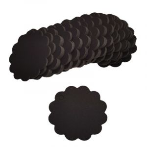 200 étiquettes cadeaux en kraft noir en forme d'éventail (6cm de diamètre) pour l'emballage artisanal - Neuf