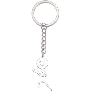 Kal-Porte-Cl&eacute;s Smiley En Acier Inoxydable Avec Pendentif En Forme De Doigt D'honneur - Neuf
