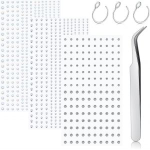 Nbgcm-Faux Piercing Nez Pierres Précieuses Autocollantes 3 Pièces Avec Pincettes Faux Nez Anneau, Fake Piercing Levre, Oreille, Sourcils- Bling Stick Visage Bijoux 2/2.5/3/4mm - Neuf
