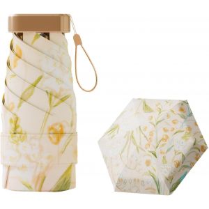 YEMAESRE-Upf50+ Parapluie De Voyage Compact Et Léger Protection Uv Mini Portable Coupe-Vent Solide Imperméable Parasol Pliable Design Floral À La Mode Pour Les Femmes - Neuf