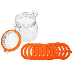 Lot De 10 Joints En Silicone Pour Couvercles De Bocaux Mason - Joints D'&eacute;tanch&eacute;it&eacute; Anti-Fuite - Orange - Neuf