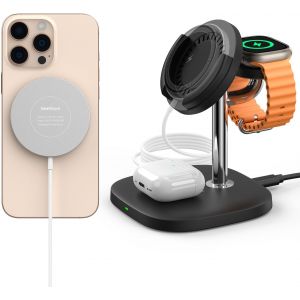 Wireless Charger For Iphone And Apple Watch, Chargeur Magn&eacute;tique Pour Iphone 16/15/14/13/12 Series, Pour Apple Watch Ultra 2/9/8/7/6/5/4/3/2/Se 2, Airpods, Model 711M (No Adapter) - Neuf