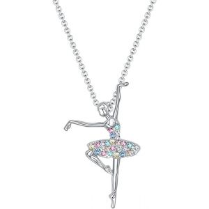 Asas-Collier Avec Pendentif En Forme De Ballerine Tutu,Collier Pendentif Danseuse Ballet Filles Zircon Charme Surprise Danse Ballerine Cadeau De Bijoux Pour Femmes De Grâces Halloween Cadeau -Style A - Neuf