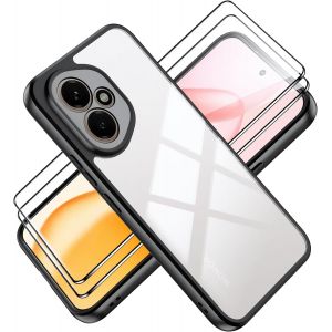 Kal-Coque Pour Honor 400 5g Cover + 2 Pièces Verre Trempé Protection Écran Film,Arrière Pc Transparent,Tpu Bumper Housse Etui Antichoc Housse Avec Protège-Écran Coque - Neuf