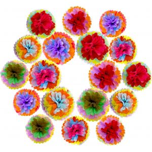 ChicSlick-Cinco De Mayo D&eacute;corations, 18 Pi&egrave;ces Multicolore Fiesta Tissu Pom Papier Fleurs Pour Carnaval Mexicain Rainbow Theme Party Supplies[X435] - Neuf