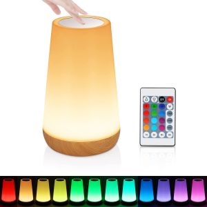 Veilleuse Led - Lampe De Chevet Multicolore Avec 13 Couleurs, Veilleuse Enfant Usb Rechargeable, Tactile Et T&eacute;l&eacute;commande Luminosit&eacute; Ajustable Rgb Dimmable Lampe Nuit Pour Chambre, B&eacute;b&eacute;, Salon - Neuf
