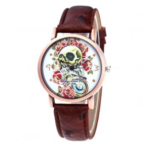 Personnalit&eacute; Dame Montre Casual Femmes Cr&acirc;ne Forme Montre-Bracelet Concavoconvexe Montre Bracelet (Caf&eacute;) - Neuf