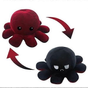 Peluche pieuvre geante reversible de 20 cm, 30 cm et 40 cm, pieuvre heureuse et triste reversible - Neuf