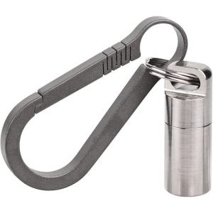 Sw633 Mini Pilulier Portable En Titane Étanche Pour L'extérieur,Voyage,Camping (Comprend Un Porte-Clés En Titane Et Un Collier En Acier Inoxydable) - Neuf