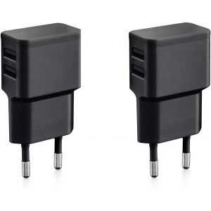 LORANKA-2X Double Chargeur USB 12W / 2400mA Pro Series Alimentation Universelle adapt&eacute;e pour t&eacute;l&eacute;phone Portable, Batterie Externe et Enceinte Bluetooth (90 &deg;,USB 2 Voies) Noir - Neuf