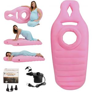 Ulteronixshop-Matelas Gonflable Pour Femme Enceinte, Tapis De Yoga Pour Femmes Enceintes Avec Trou, Matelas Gonflable Floqu&eacute; Confortable Avec Pompe &Agrave; Air &Eacute;lectrique, Oreiller De Couchage Grossesse - Neuf