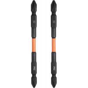 CHECARZHN--NO1-2Pcs Embouts De Tournevis Cruciformes Impact Tough Phillips 6.35Mm Ph2 1/4" Tige Hexagonale 110Mm Longueur Acier S2 Double Extrémité Magnétique Croix Pour Visseuse À Chocs - Neuf